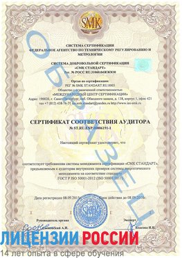 Образец сертификата соответствия аудитора №ST.RU.EXP.00006191-1 Мышкин Сертификат ISO 50001